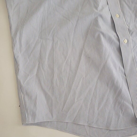 Brooks Brothers 346 White Blue Pinstripe Non-Iron All Cotton Dress Shirt 17.5 - Picture 7 of 10